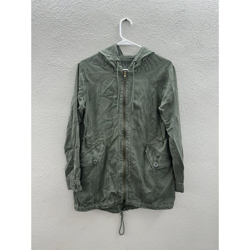 American Eagle Womens Jacket Size XS Army Green Zip Up Hooded